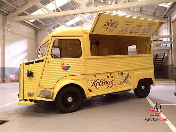 "Food Trucks Citroen H publicitarios para Kellogs de SerbeCar para campañas de publicidad móvil"